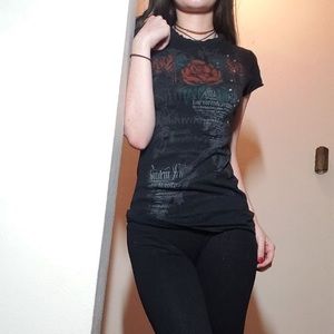Cute black shirt with roses